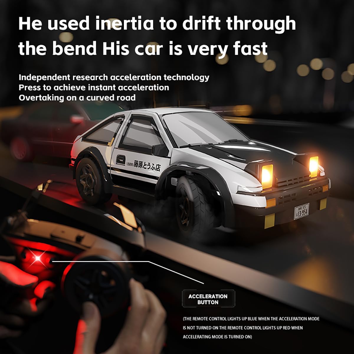 Antsir 1/64 Scale RC Drift Car with LED Lights 4WD