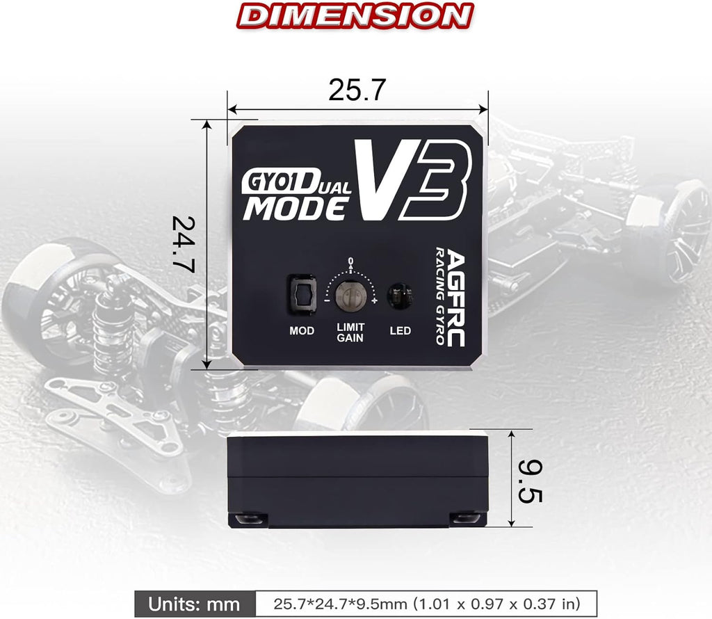 Agfrc Dual-Gain Drift RC Gyro Aluminum Case for RC Car Truck Boat