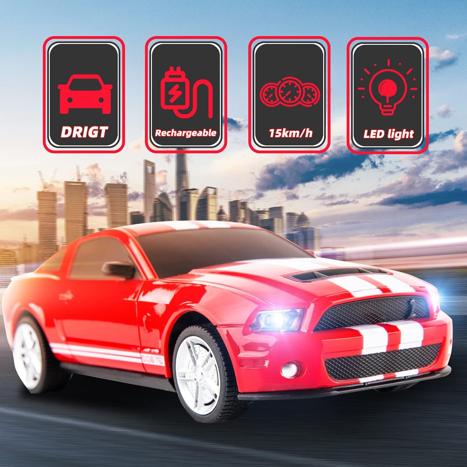 Bdtctk 1/24 Scale Remote Control Ford Mustang Shelby GT500 RC Car