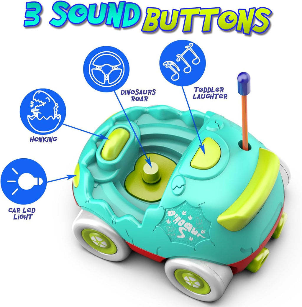 Aeroquest Remote Control Car for Toddlers with LED Lights Music 2 Pack