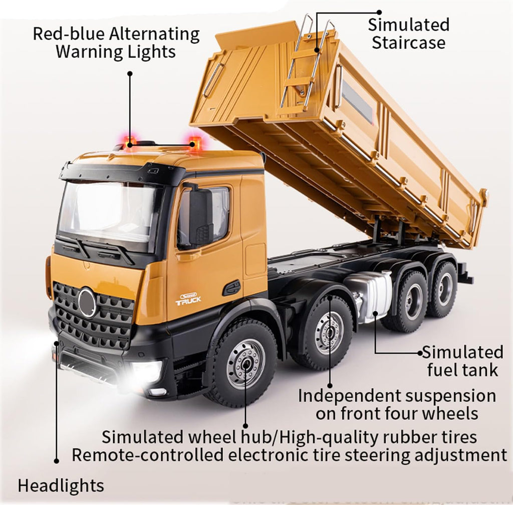 Huina 1/14 Scale Remote Control Dump Truck 12-Channel 13 LBS Load Capacity