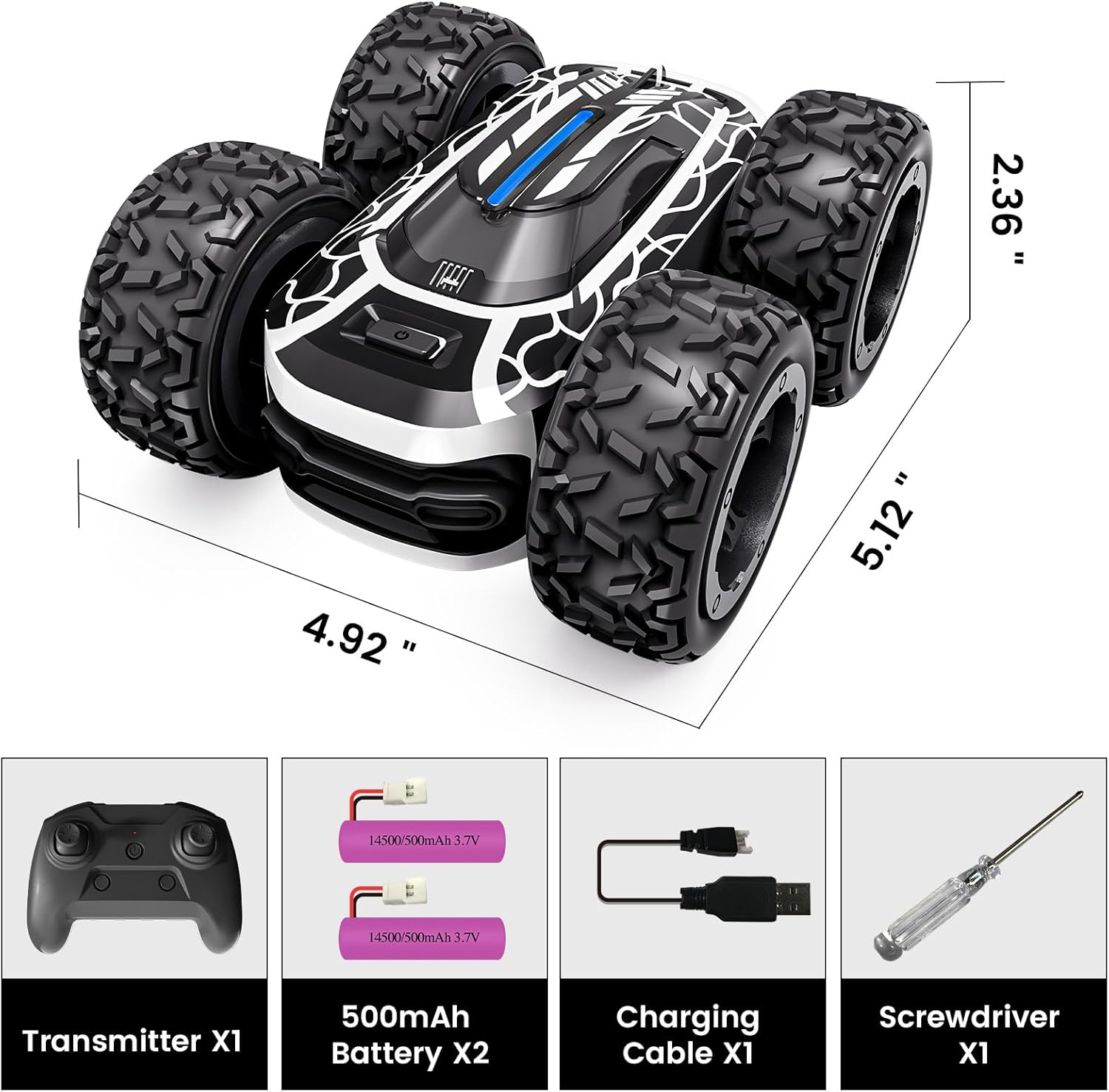 Tecnock 2.4GHz Remote Control Stunt Car 360° Rotating RC Car