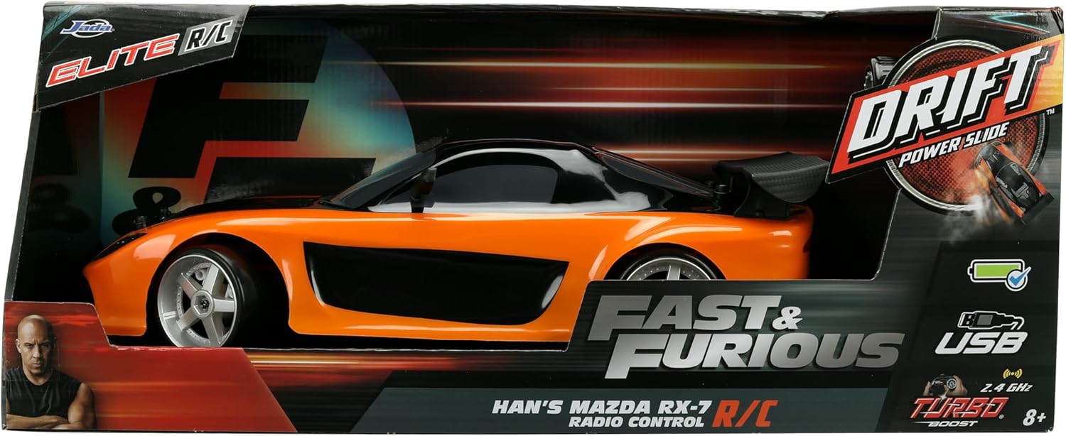 Jada 1/10 Scale Fast & Furious Han's Mazda RX-7 Drift RC Car 2.4GHz RTR