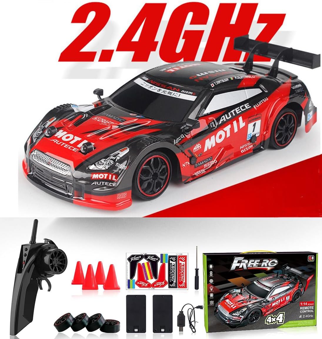 Apawband 1/14 Scale RC Drift Car 2.4GHz 4WD RTR 30KM/H