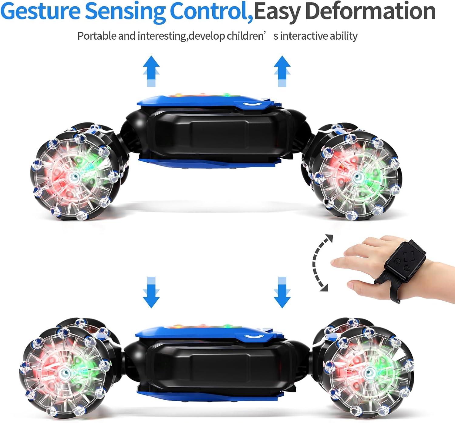 Aiqi 2.4GHz 4WD Gesture Sensing RC Stunt Car with Music Lights