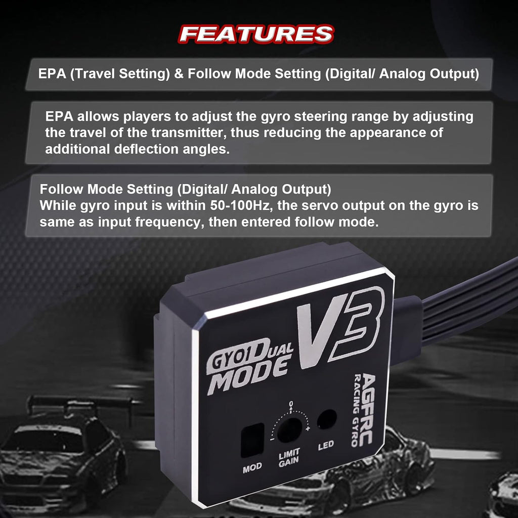 Agfrc Dual-Gain Drift RC Gyro Aluminum Case for RC Car Truck Boat