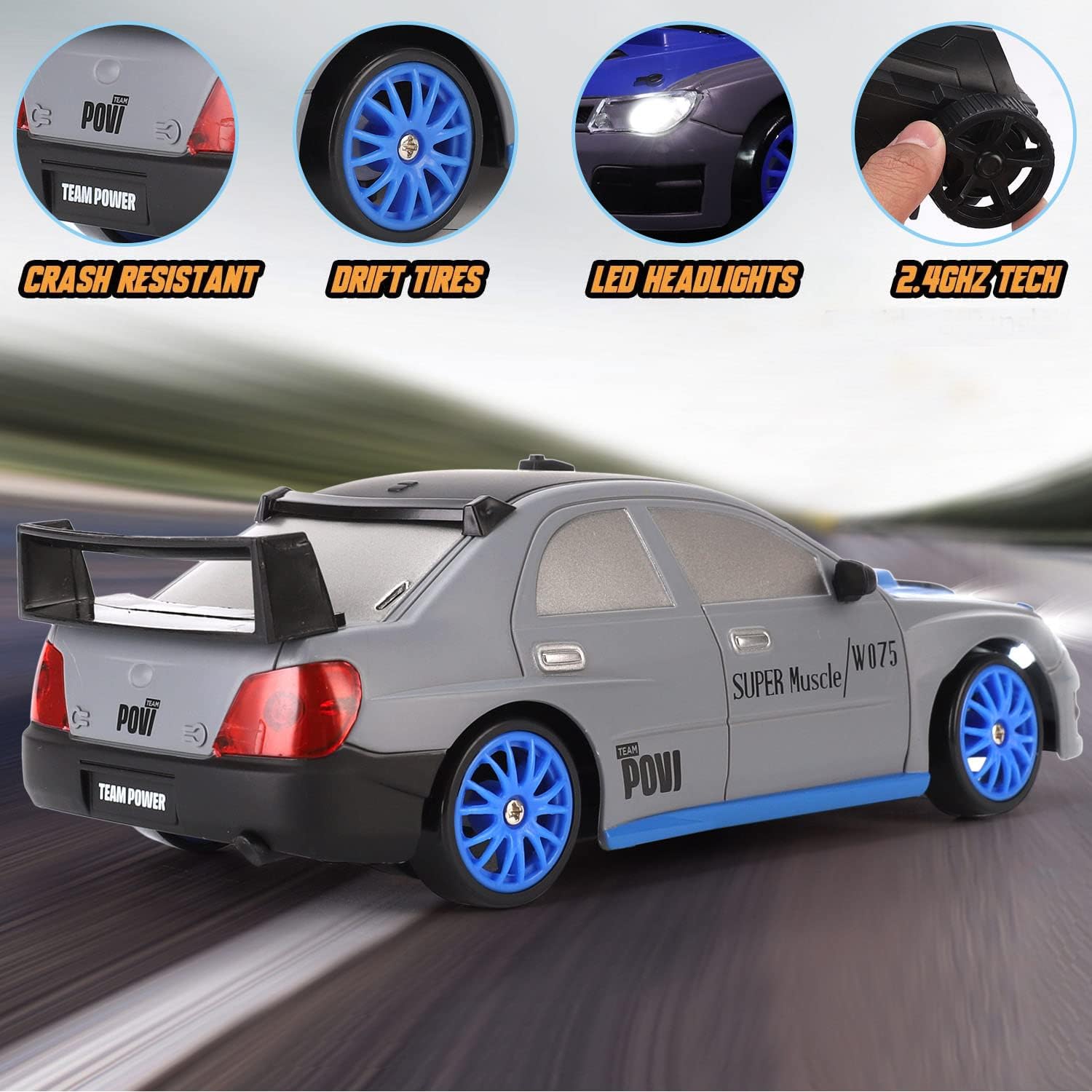 Liberty Imports 1/24 Scale RC Drift Car 2.4GHz 4WD On-Road Vehicle