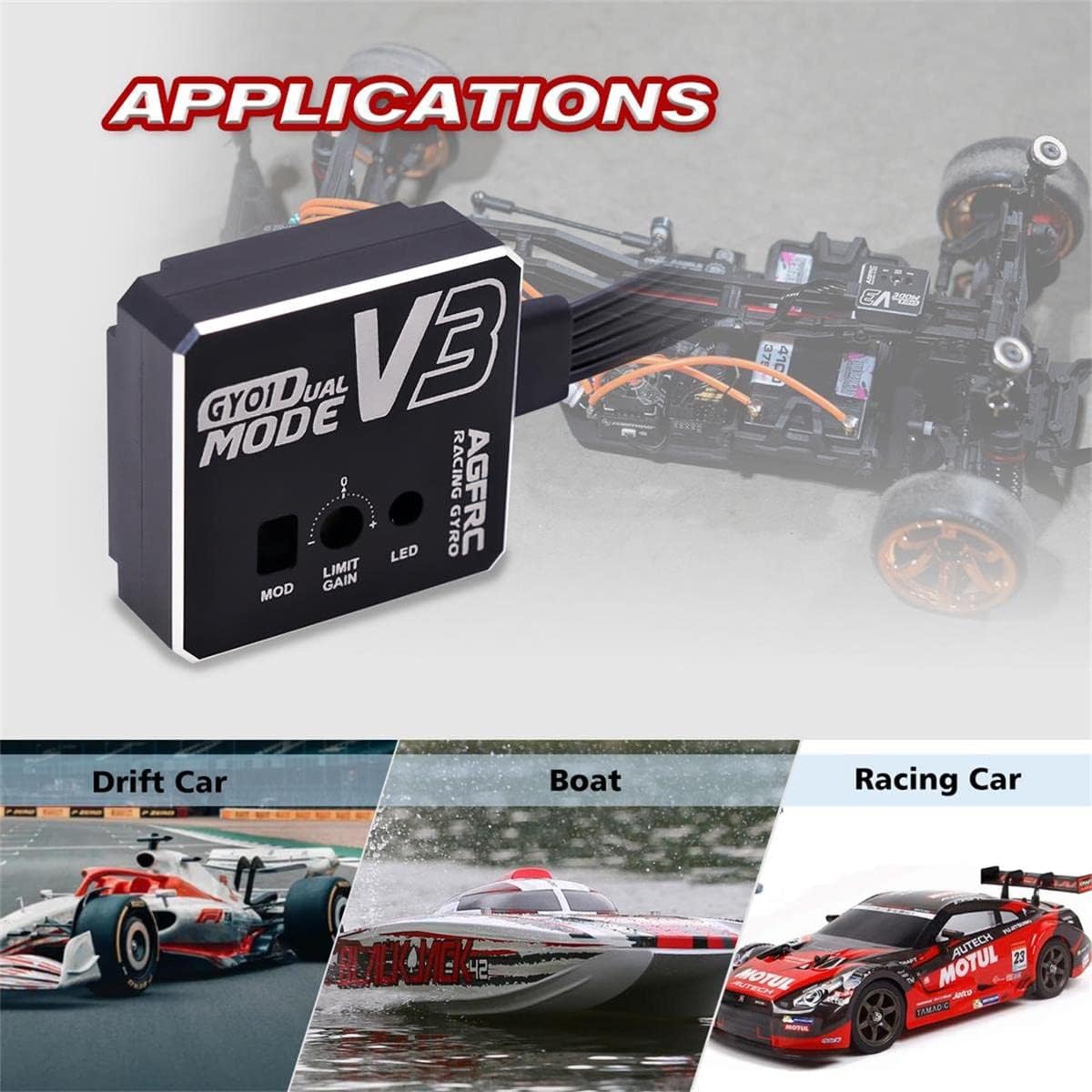 Agfrc Dual-Gain Drift RC Gyro Aluminum Case for RC Car Truck Boat