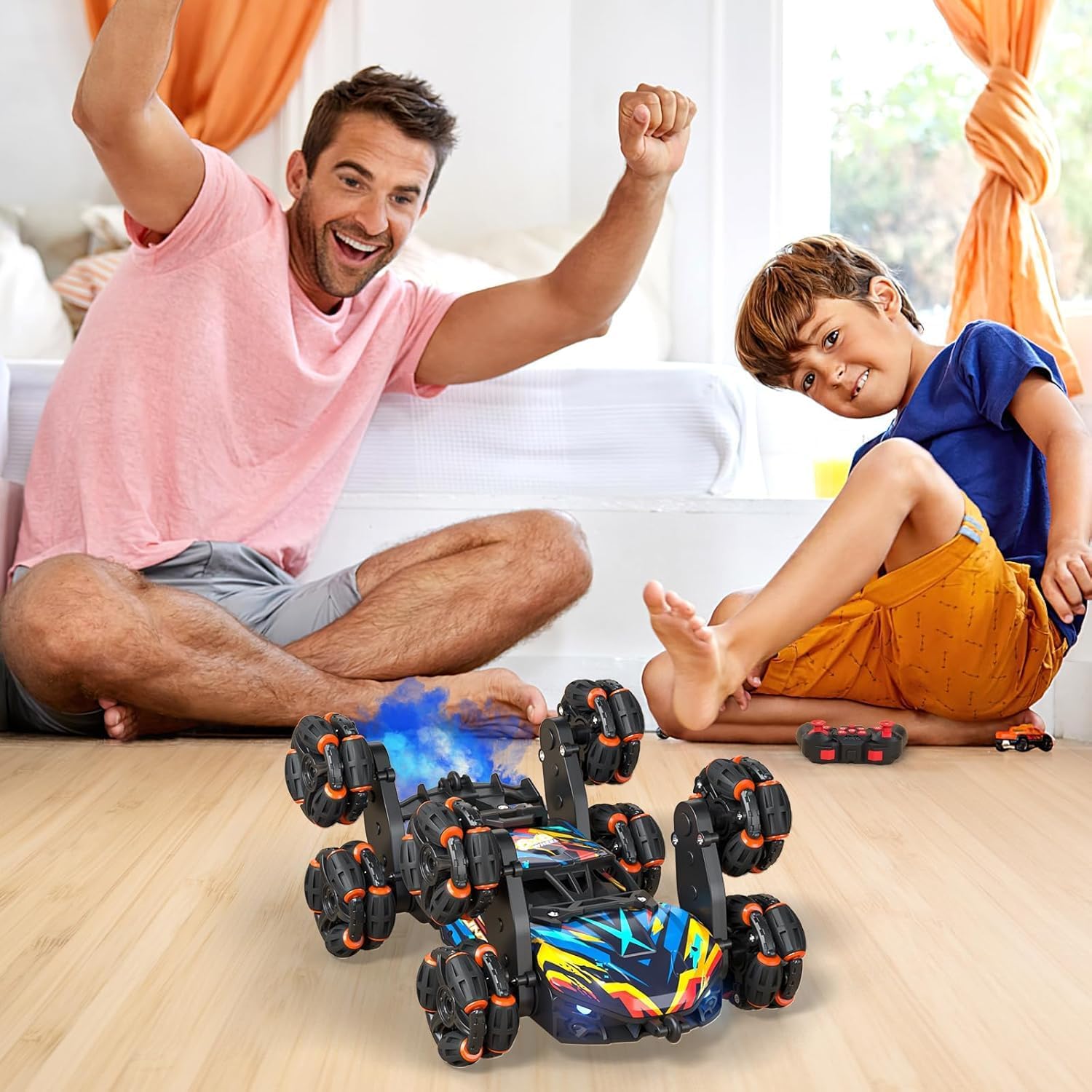 Adusriz 8WD Gesture Sensing Stunt RC Car with LED Light Music Spray