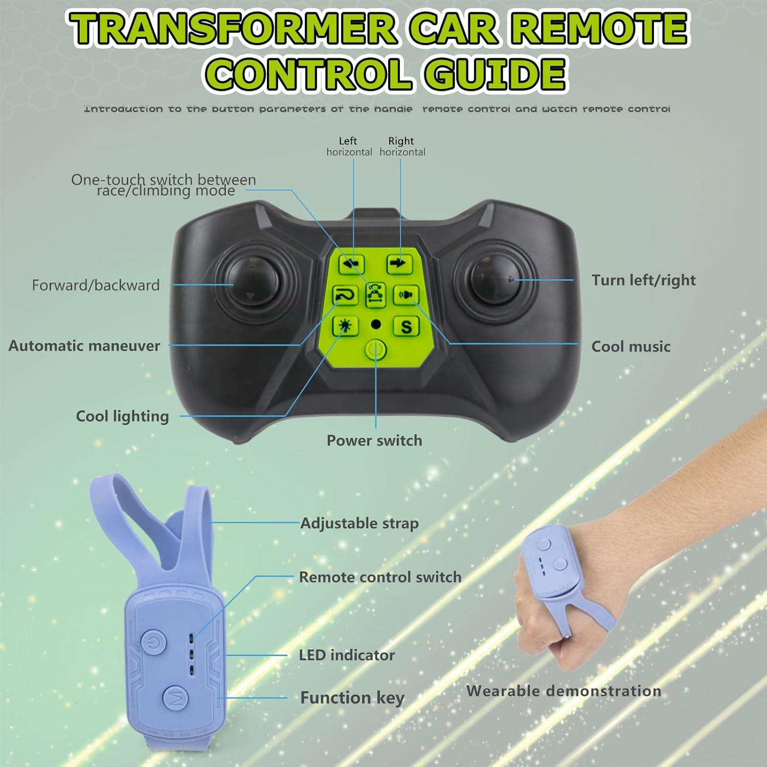 Nestalk Gesture Sensing RC Stunt Car 2.4GHz 4WD with Lights Music