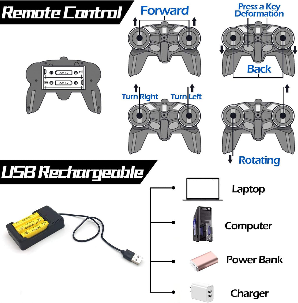 Amenon 1/18 Scale Transforming Remote Control Car 2.4GHz Rechargeable