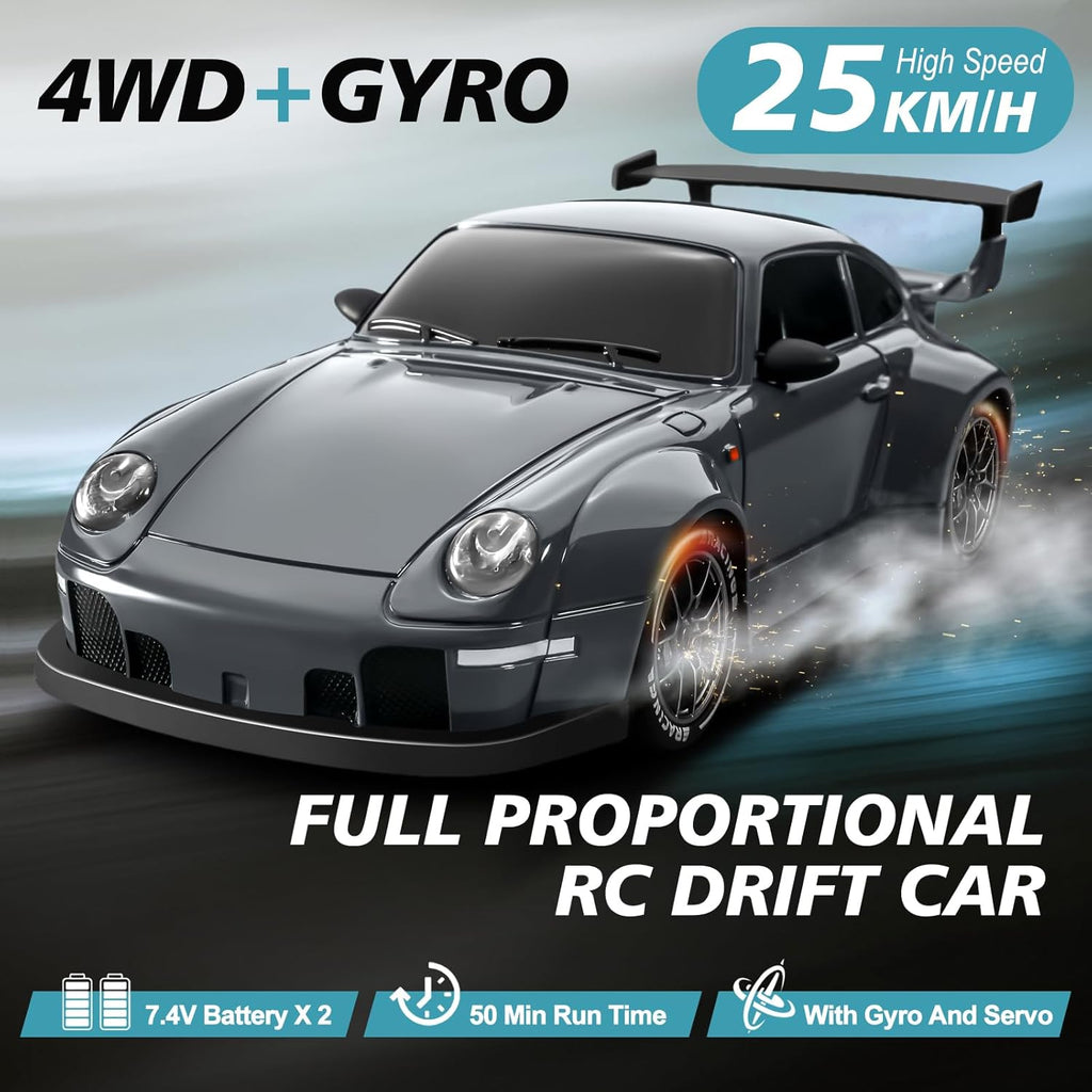 Acammzar 1/24 Scale RC Drift Car Pro 4WD with Gyro 25KM/H