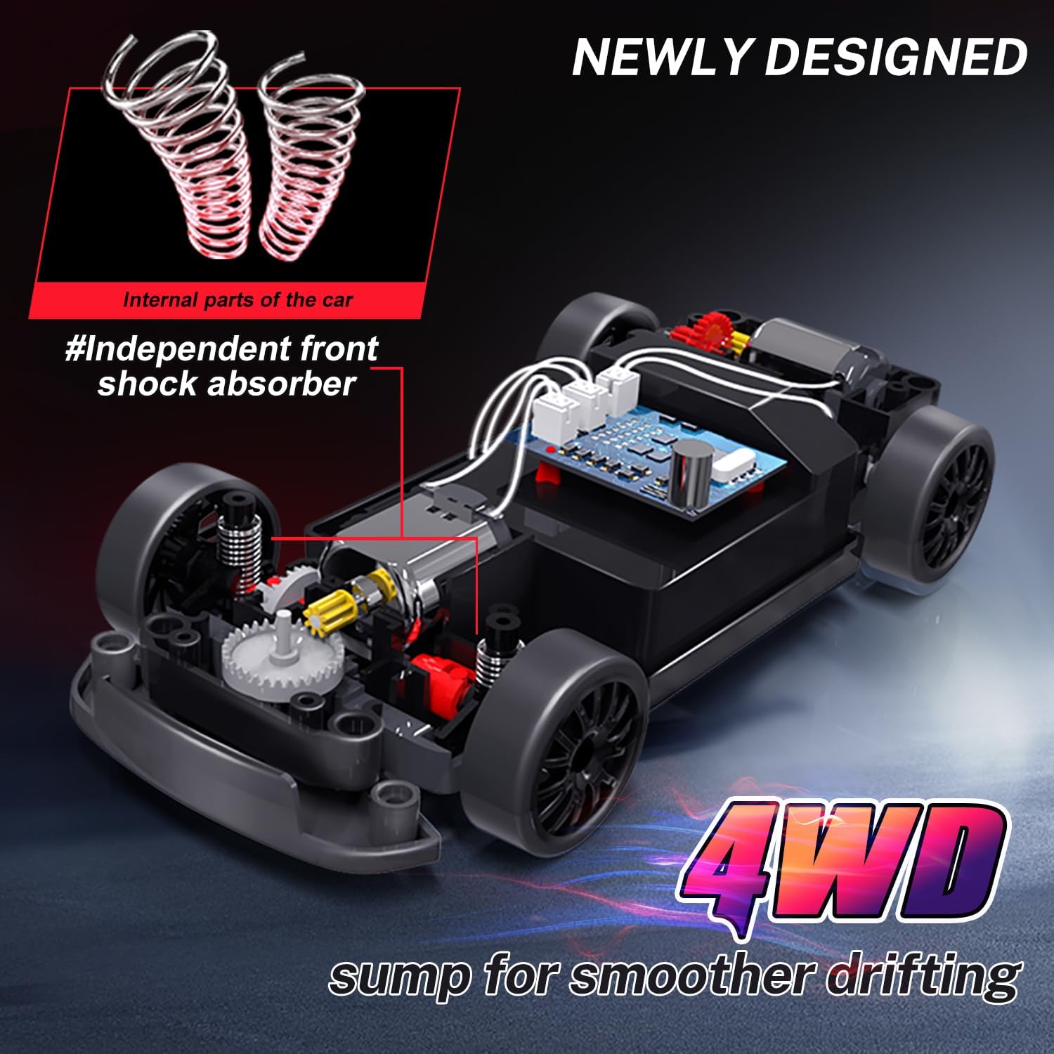 Acammzar 1/24 Scale RC Drift Car 20KM/H 4WD with LED Lights