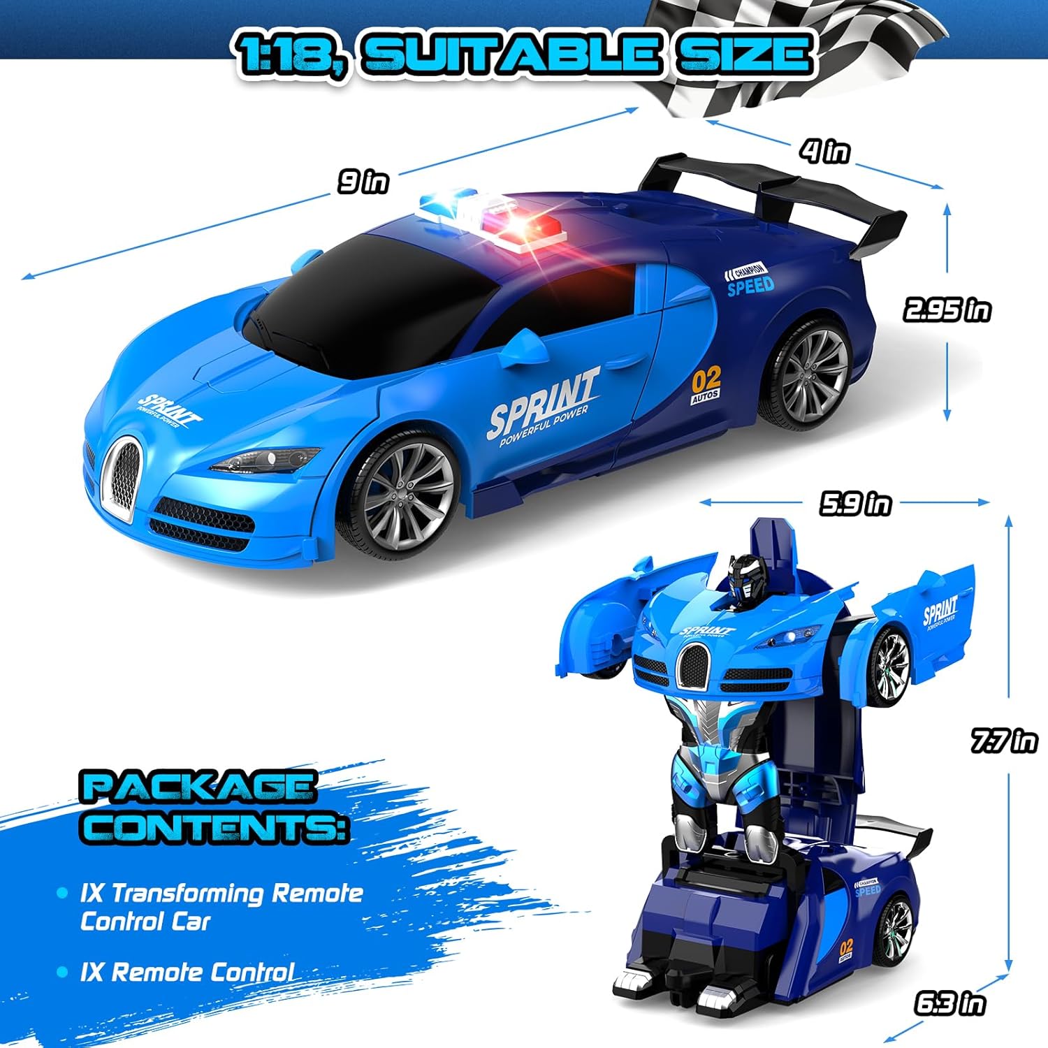 Aoneptr Remote Control Car 2.4GHz Transforming Robot Toy
