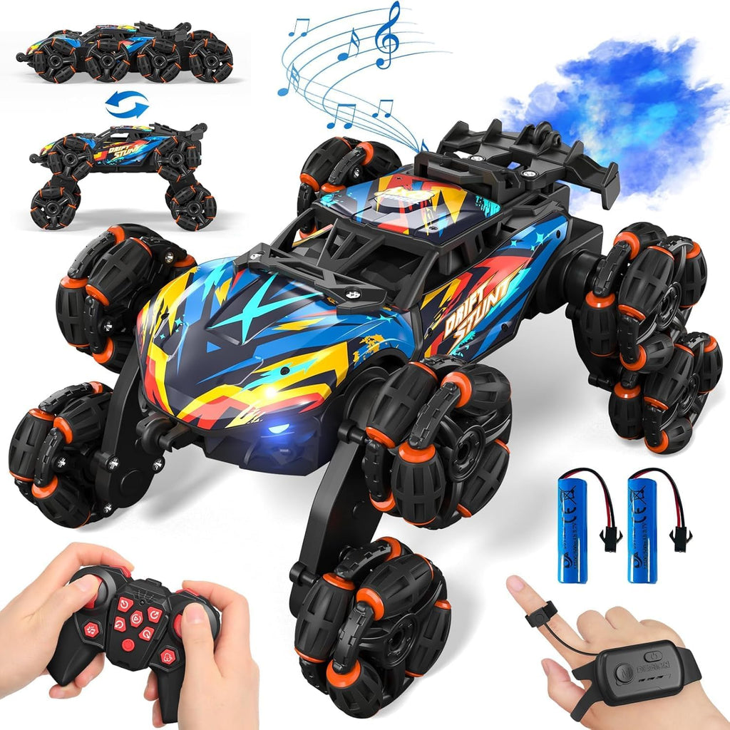 Adusriz 8WD Gesture Sensing Stunt RC Car with LED Light Music Spray