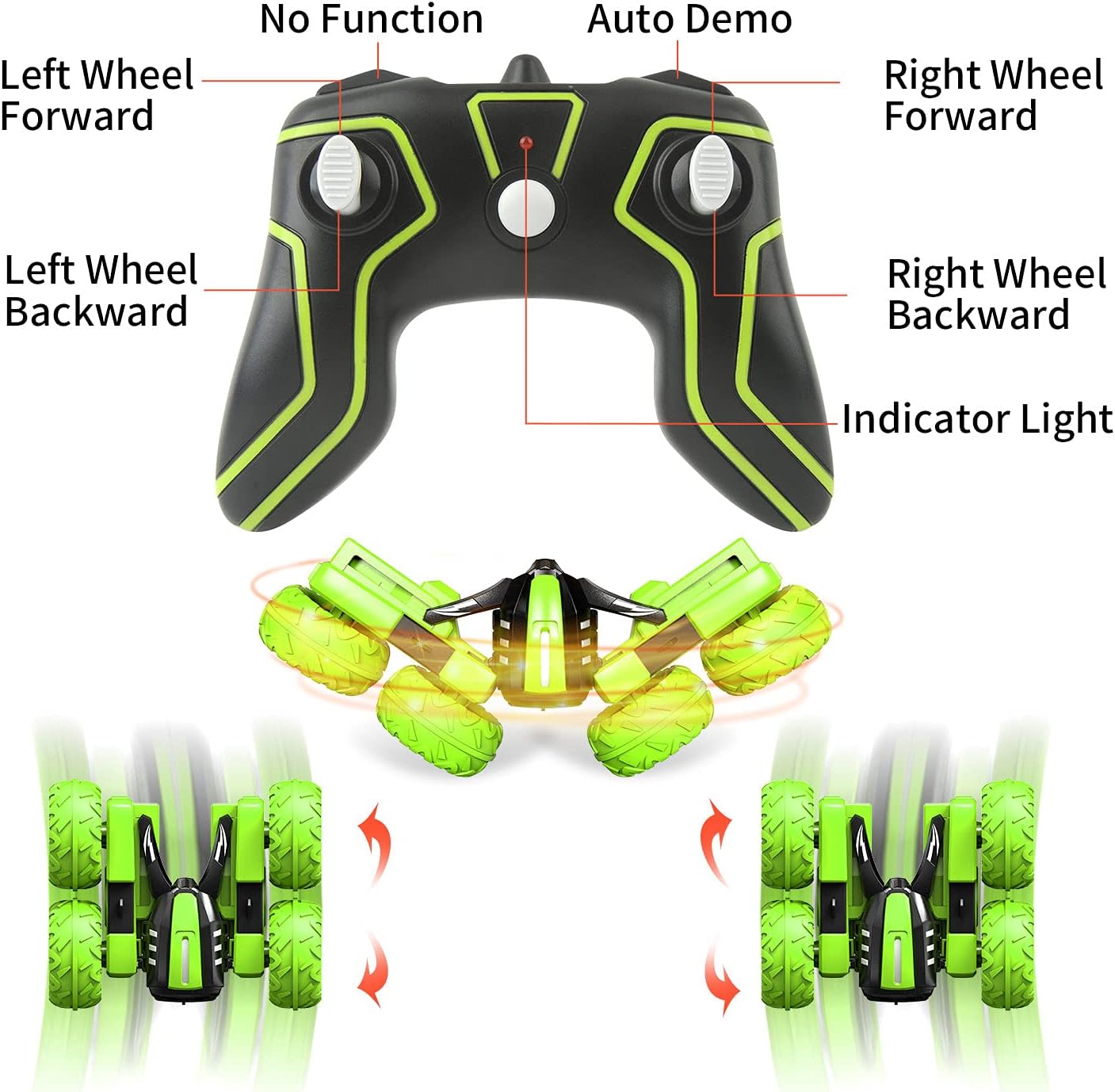 Amicool 4WD Remote Control Car Stunt Vehicle 360° Flips