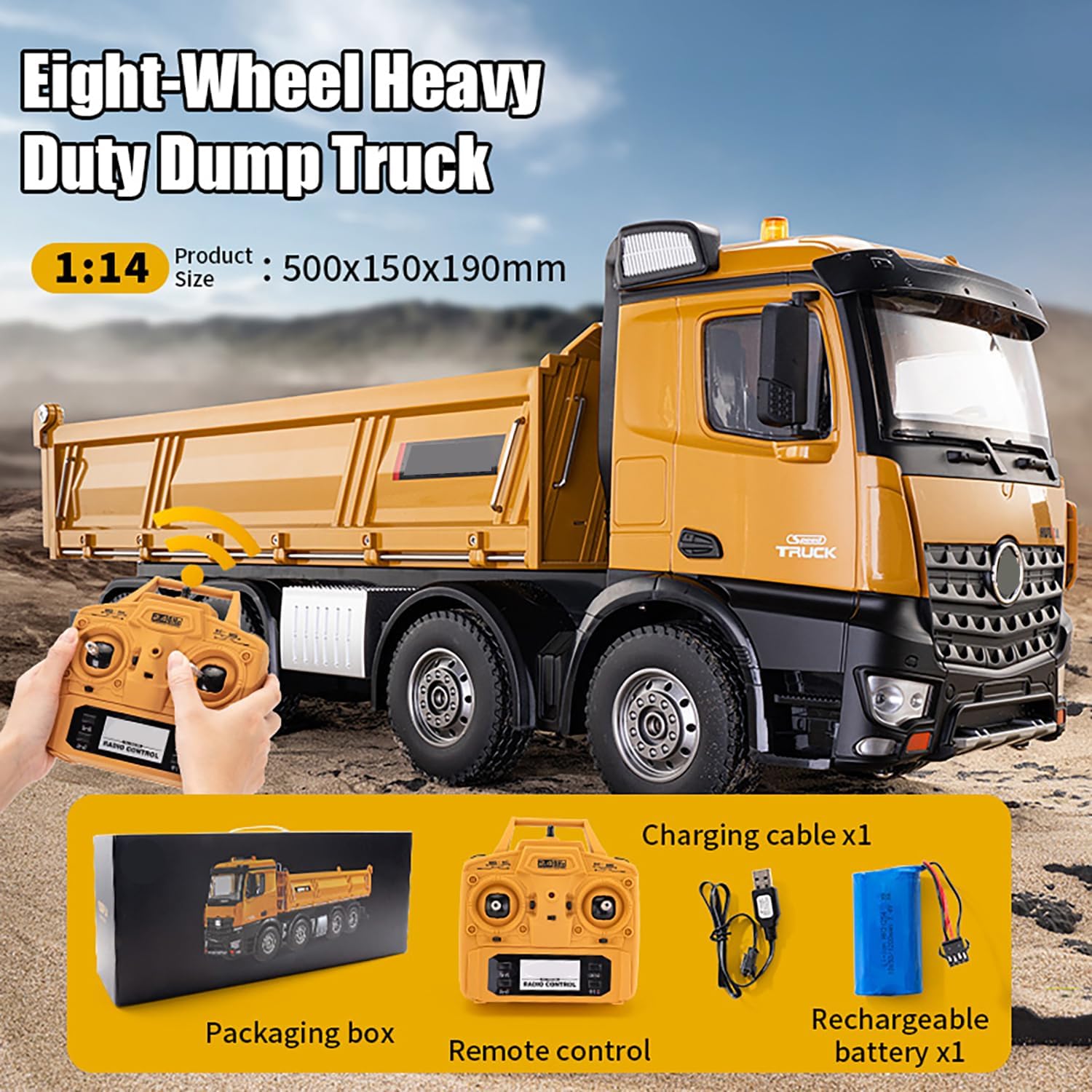 Huina 1/14 Scale Remote Control Dump Truck 12-Channel 13 LBS Load Capacity