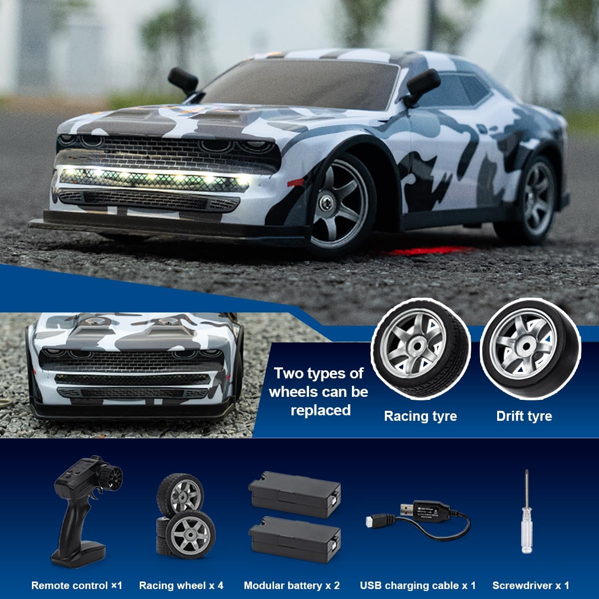 Acammzar 1/16 RC Drift Car 25KM/H 4WD Remote Control Car