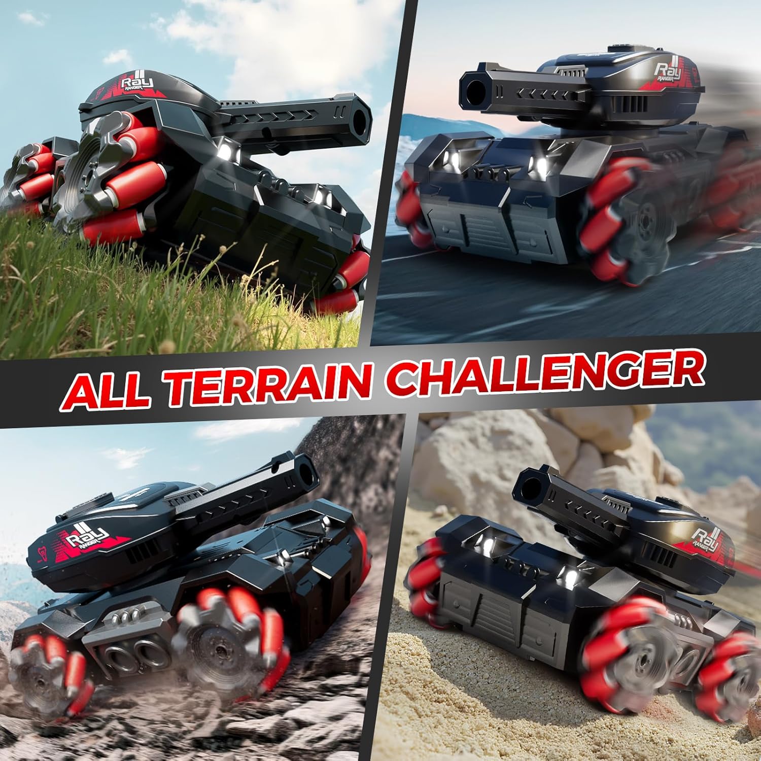 Aigimu 4WD Remote Control Water Bullet Shooting Tank with 10500pcs Ammo