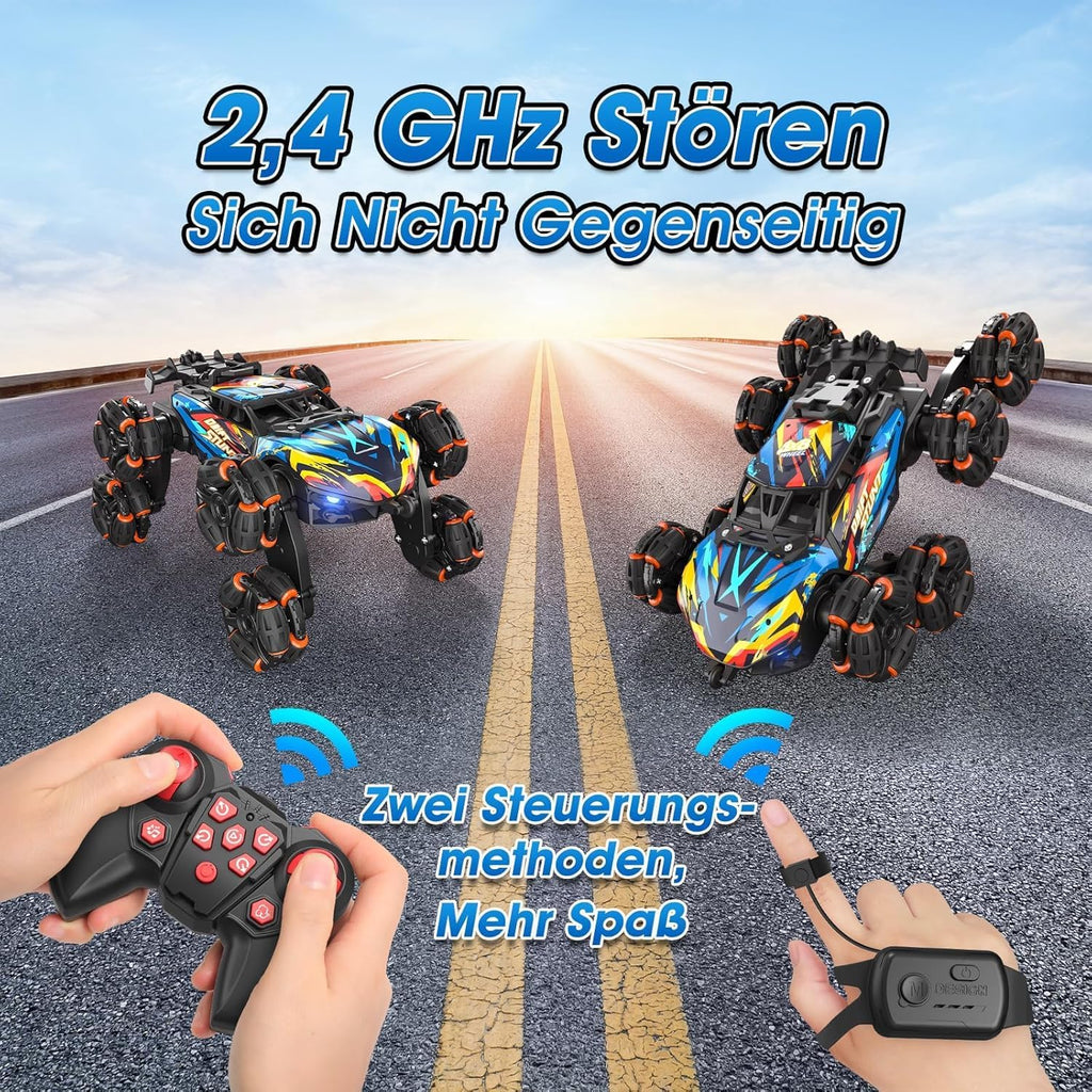 Adusriz 8WD Gesture Sensing Stunt RC Car with LED Light Music Spray