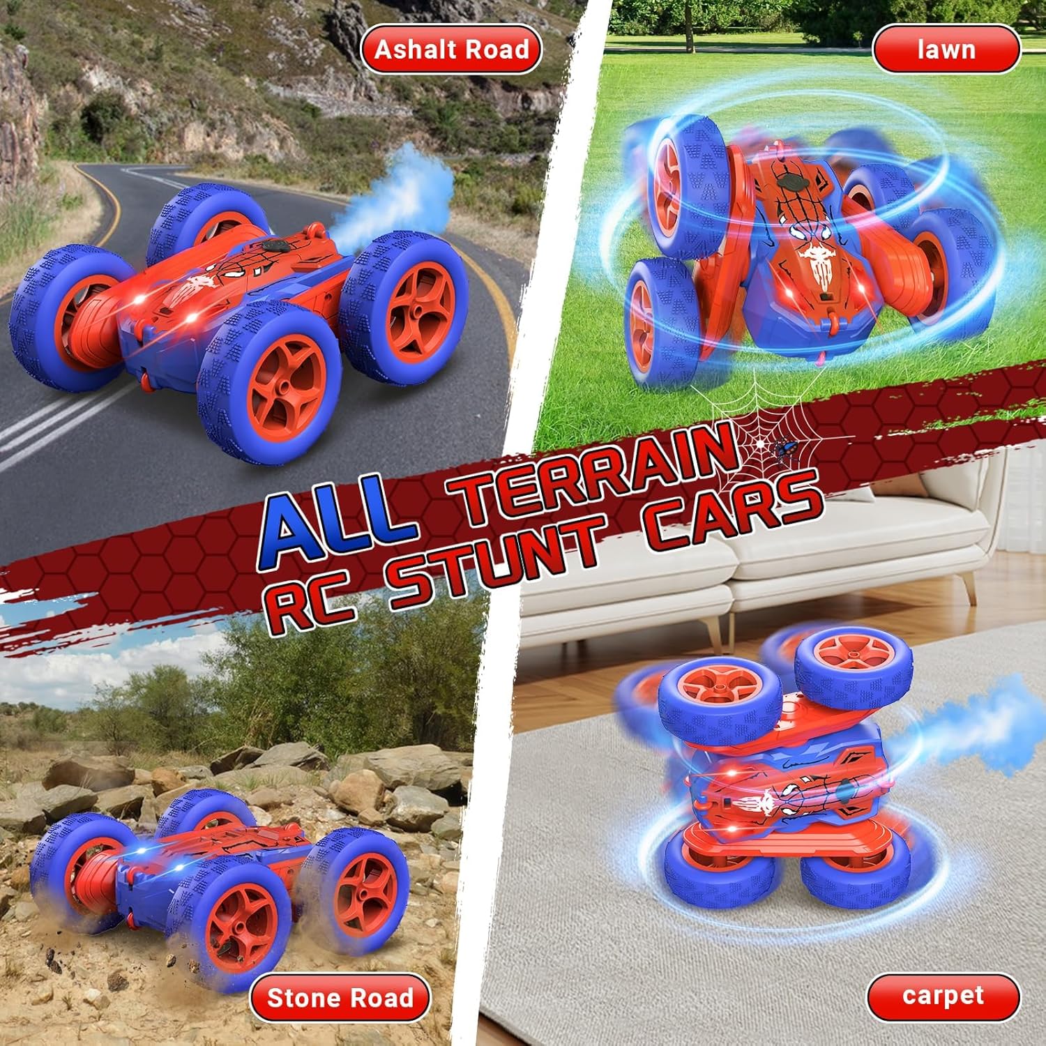 Ancitoy Spider Remote Control Stunt Car 360° Flip Rechargeable