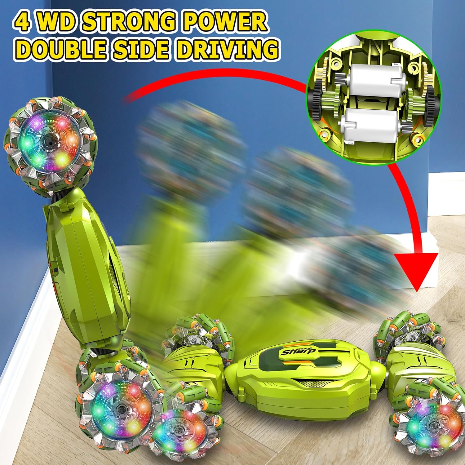 Nestalk Gesture Sensing RC Stunt Car 2.4GHz 4WD with Lights Music