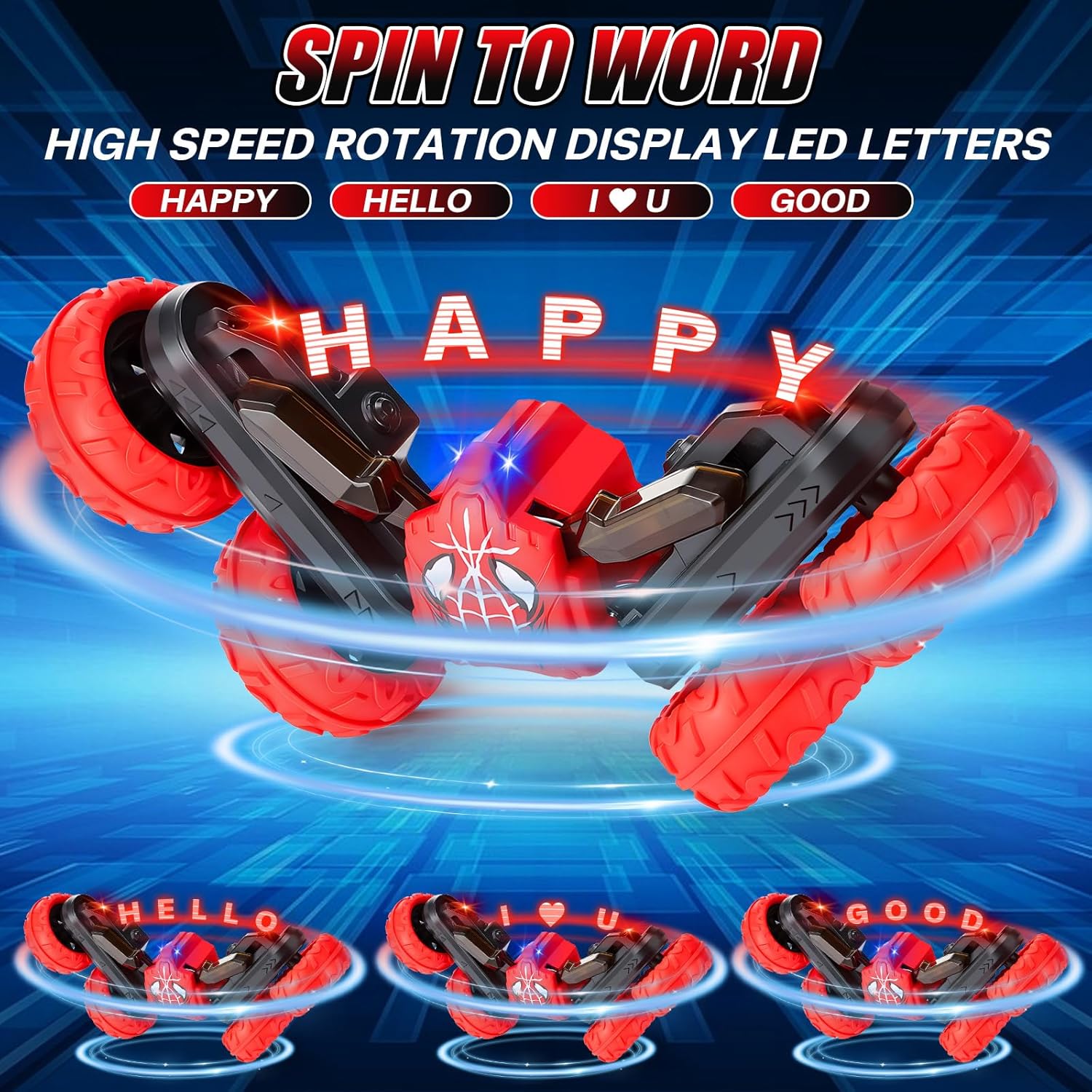 Aoontyen 4WD Rechargeable RC Stunt Car Double Sided 360° Flip