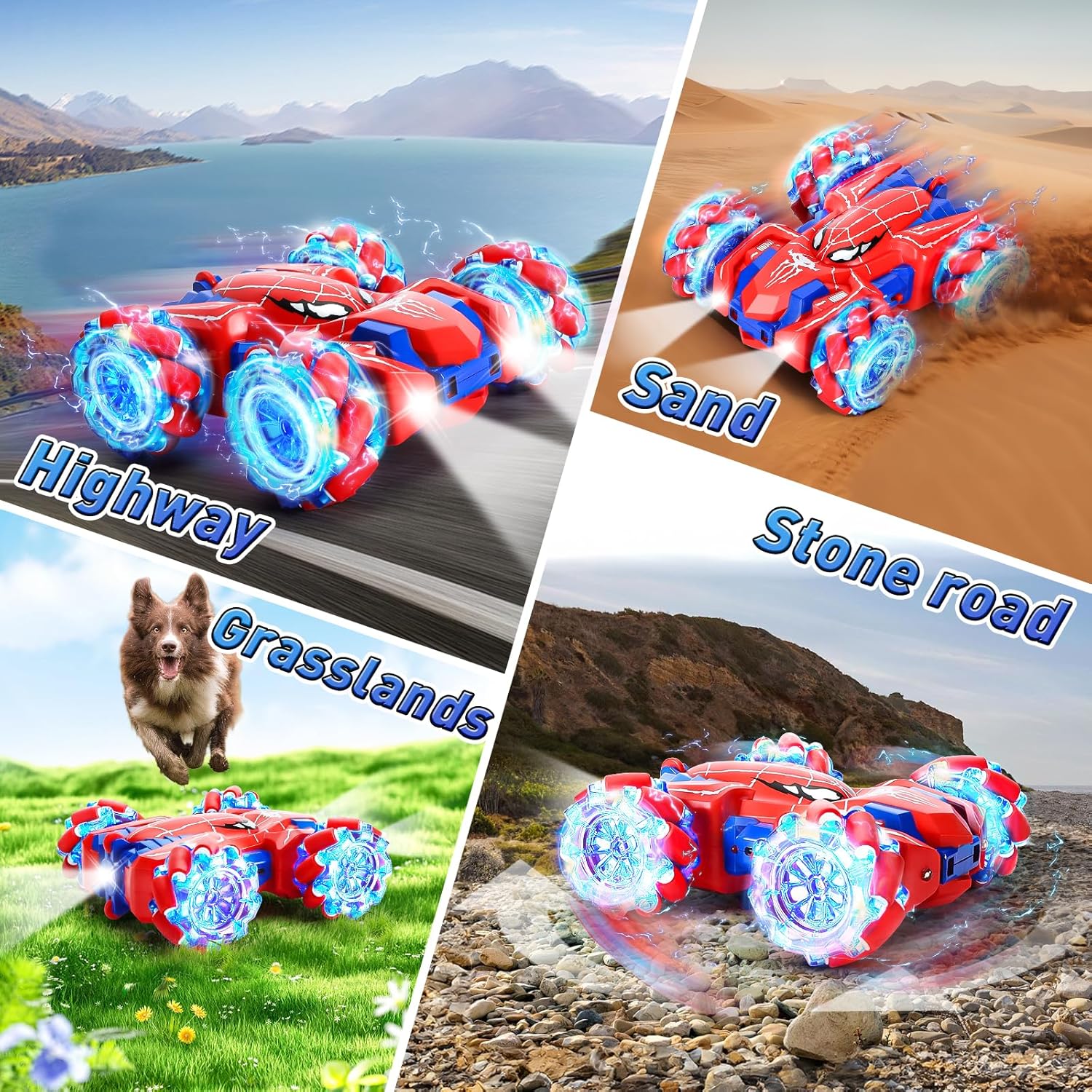 Aoontyen 2.4GHz Remote Control Spider Stunt Car 4WD Off-Road