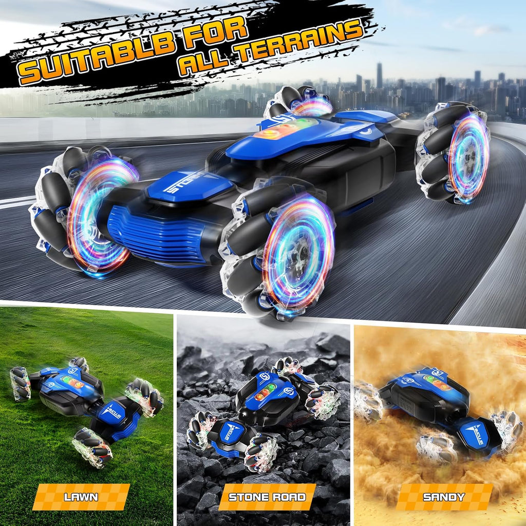 Aiqi 2.4GHz 4WD Gesture Sensing RC Stunt Car with Music Lights