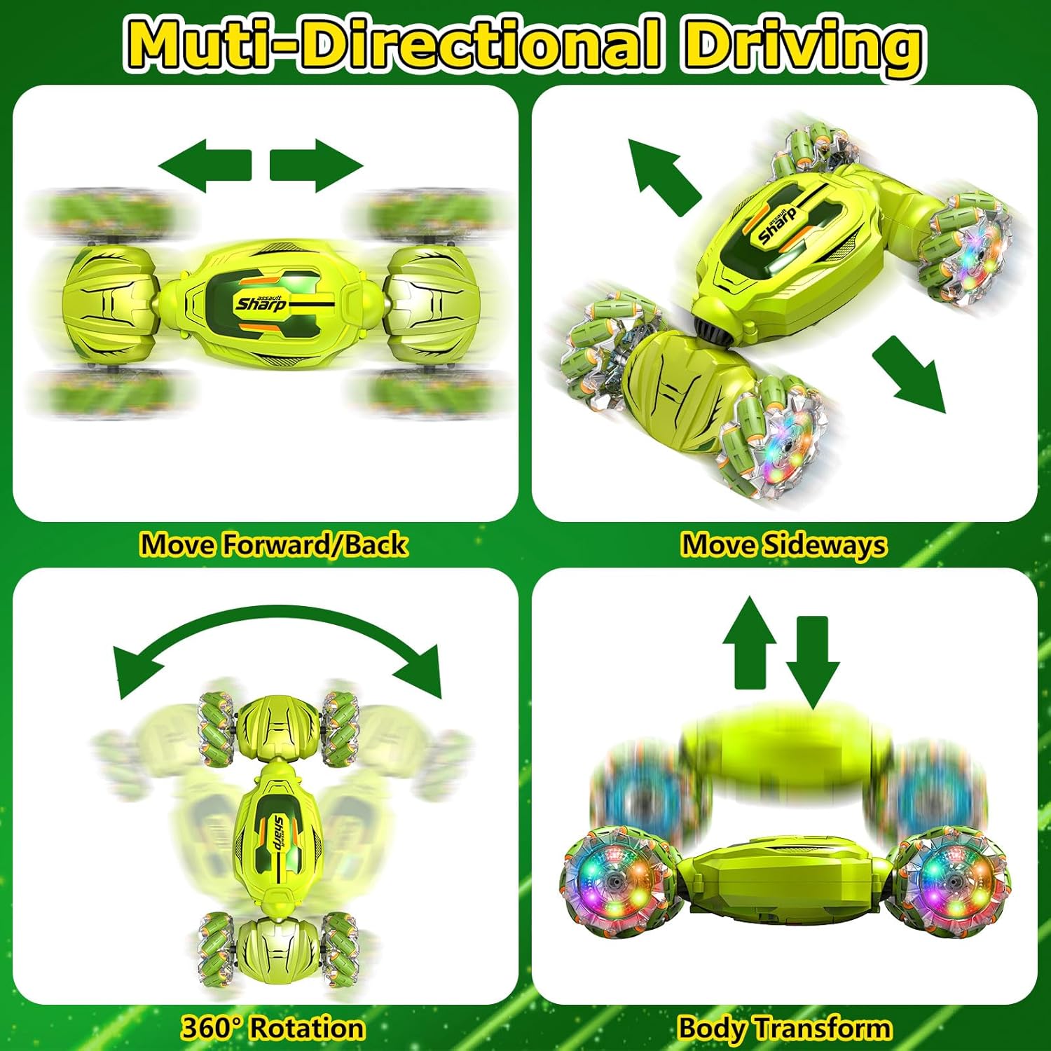 Nestalk Gesture Sensing RC Stunt Car 2.4GHz 4WD with Lights Music