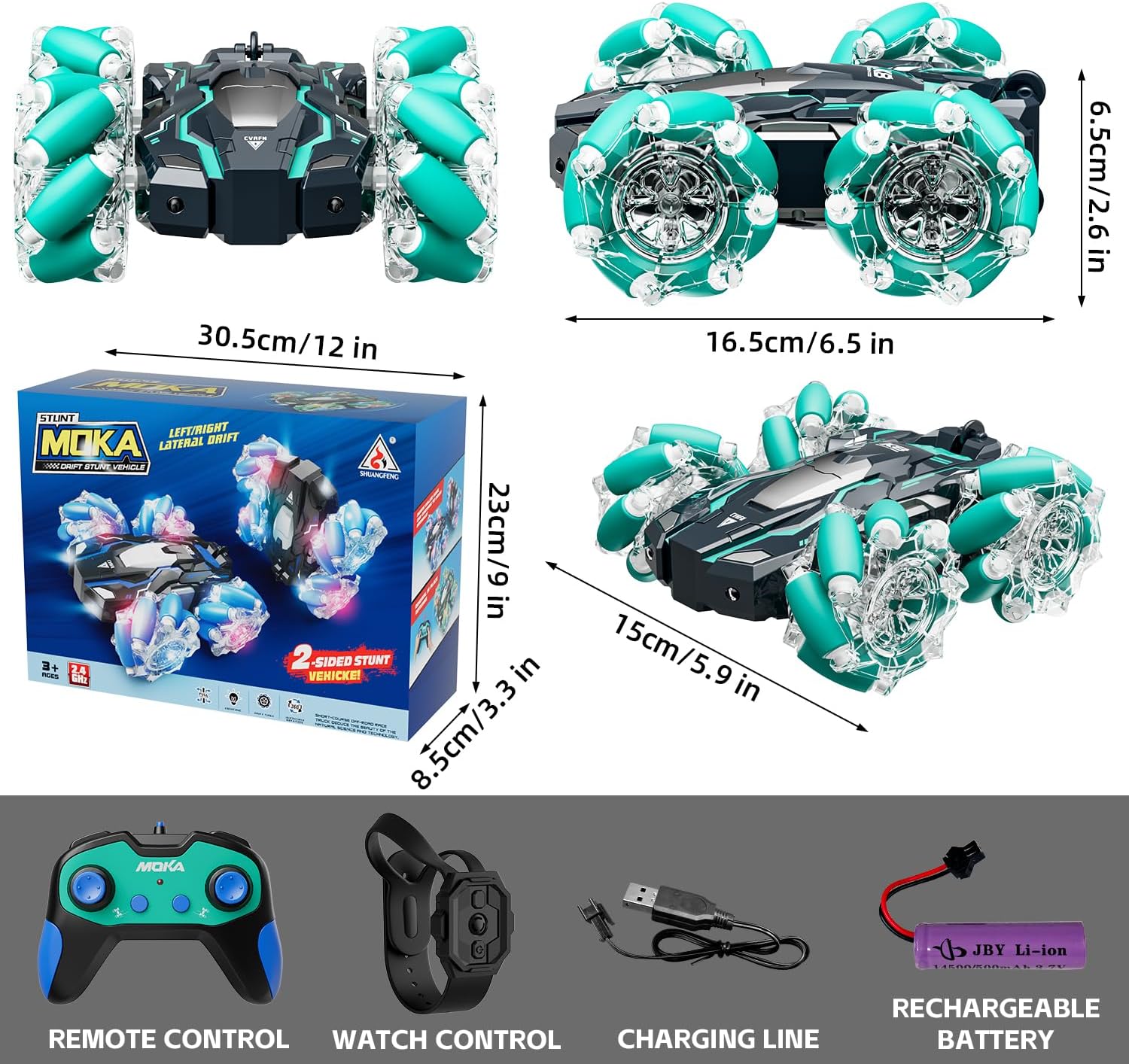 Zeming Technology 4WD All-Terrain RC Stunt Car 2.4GHz LED Lights