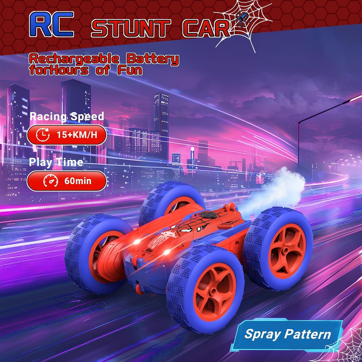 Ancitoy Spider Remote Control Stunt Car 360° Flip Rechargeable