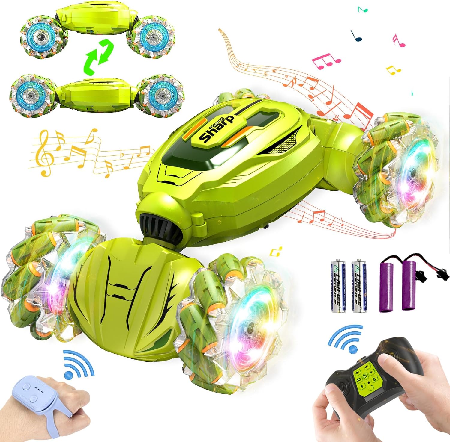 Nestalk Gesture Sensing RC Stunt Car 2.4GHz 4WD with Lights Music