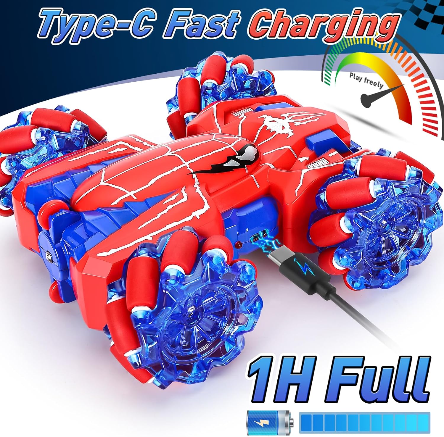 Aoontyen 2.4GHz Remote Control Spider Stunt Car 4WD Off-Road