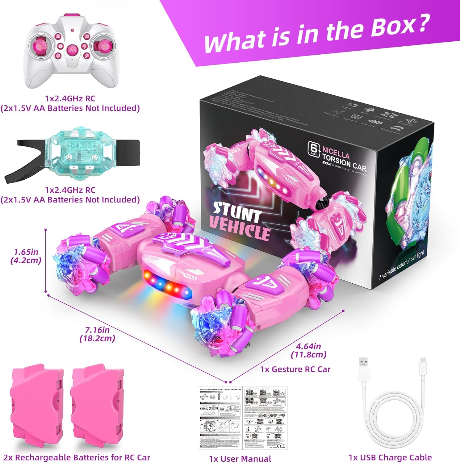 Nicella Gesture Sensing RC Stunt Car 4WD 2.4GHz 360° Rotation