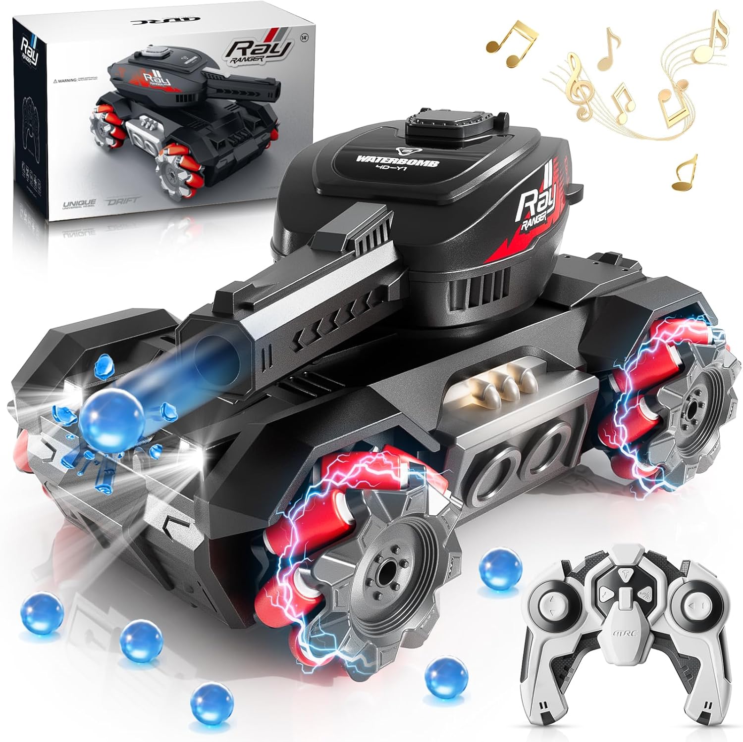 Aigimu 4WD Remote Control Water Bullet Shooting Tank with 10500pcs Ammo