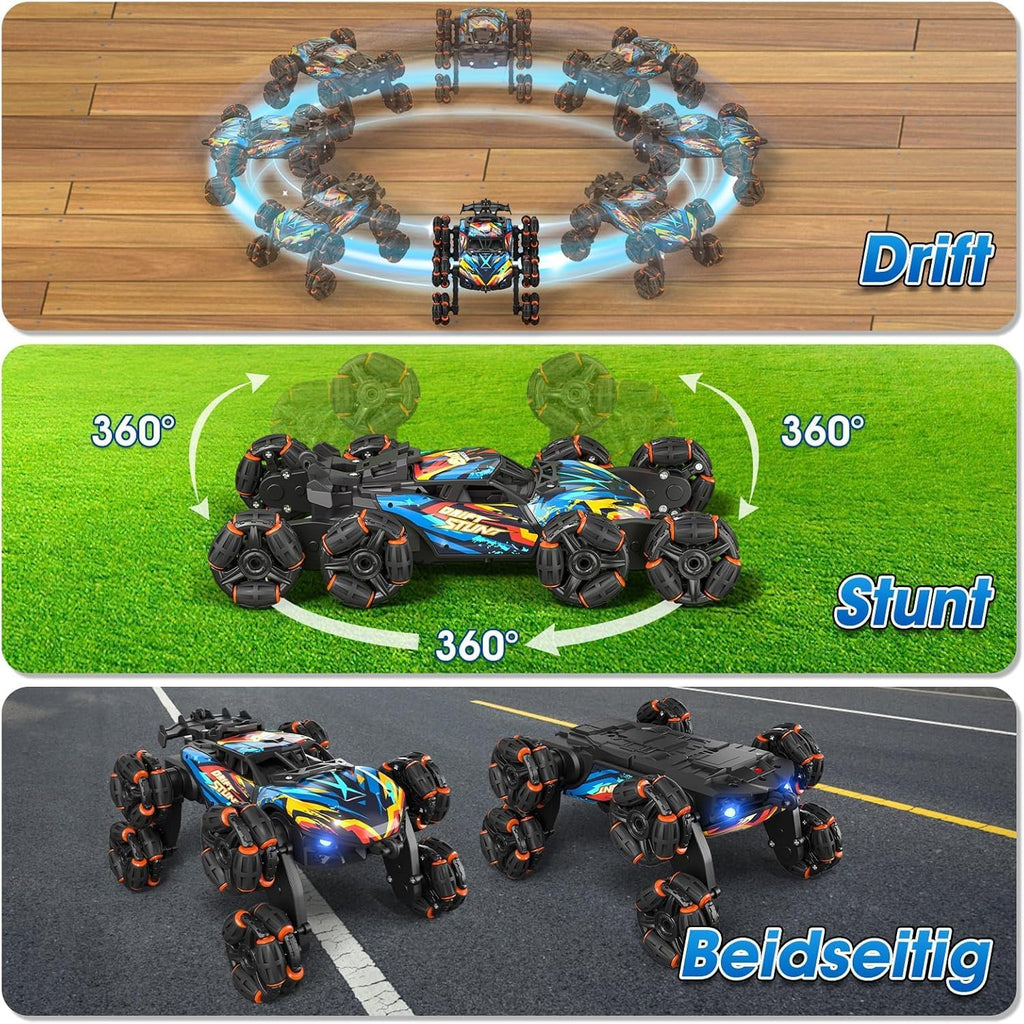 Adusriz 8WD Gesture Sensing Stunt RC Car with LED Light Music Spray