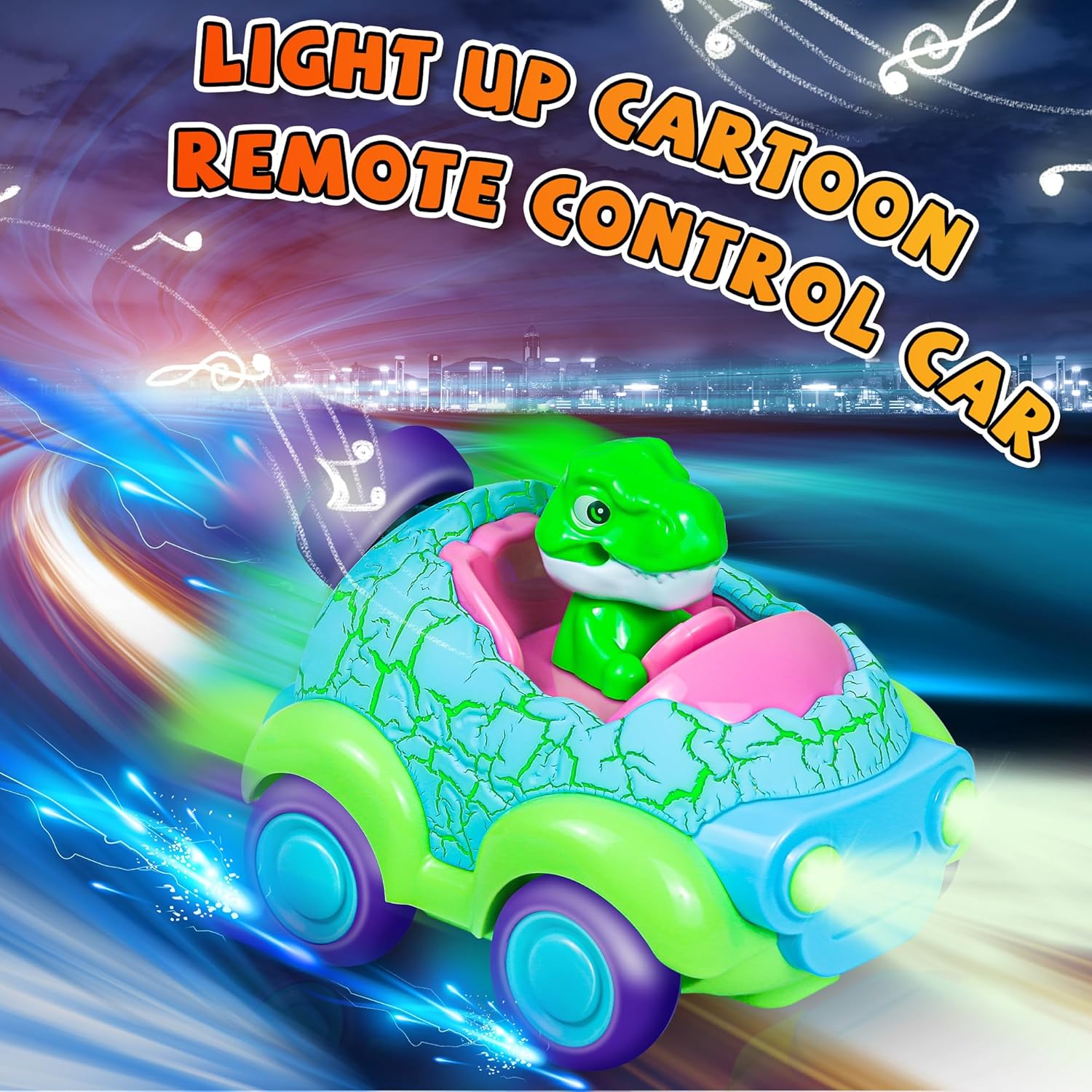 Shantou Chenghai Leyang Toy Factory Remote Control Dino Cars 2 Pack with LED Lights Music