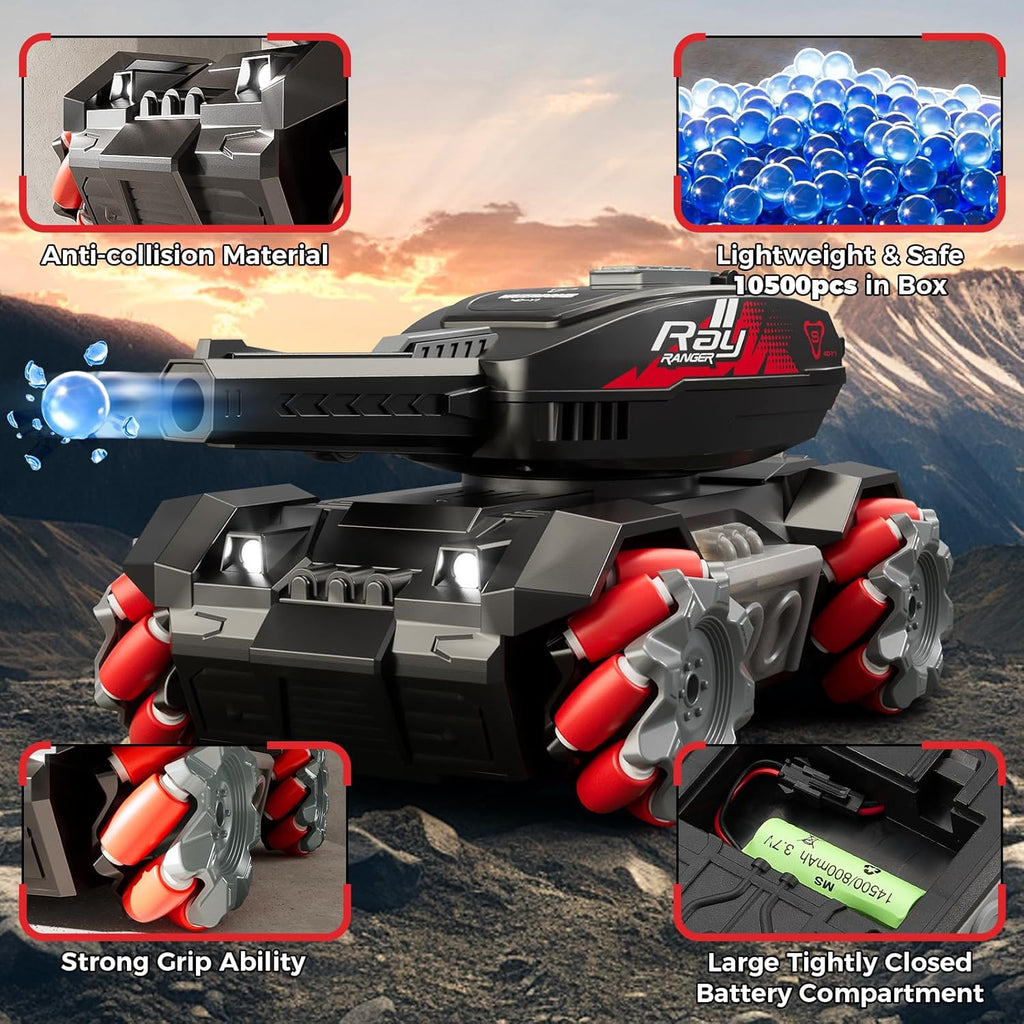 Aigimu 4WD Remote Control Water Bullet Shooting Tank with 10500pcs Ammo